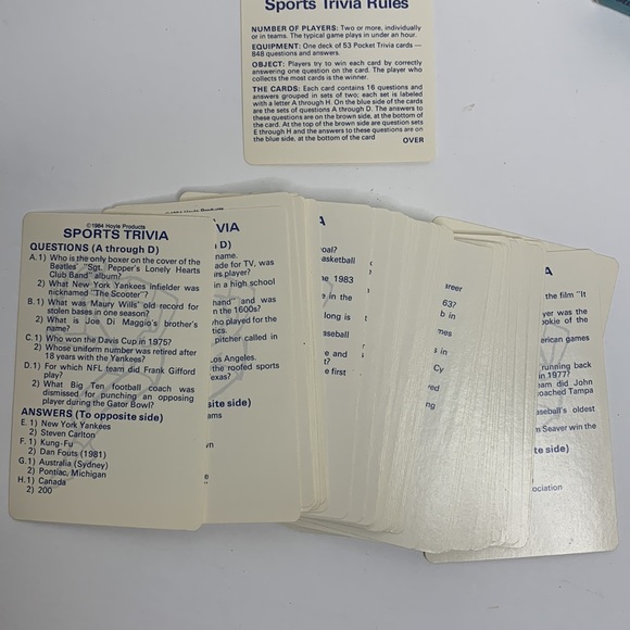 Chex Pocket Trivia SPORTS GAME 2 Original Game & Sports II Game 1985 1984 Cards - Picture 14 of 15